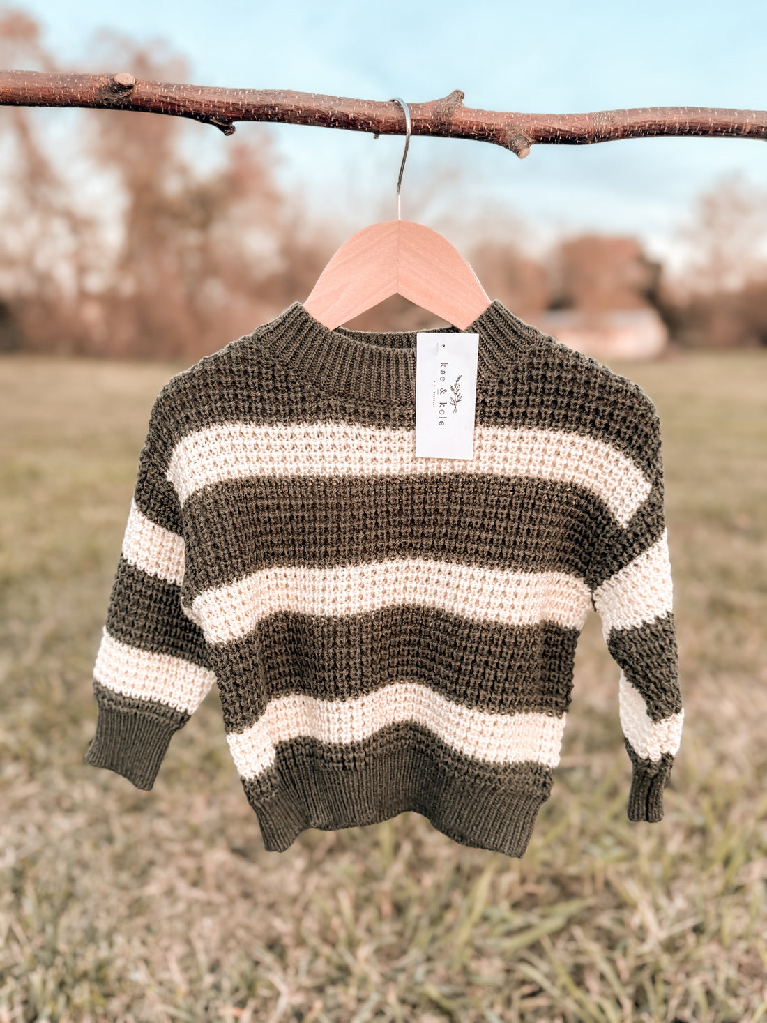 Green Knit Striped Sweater | Cozy Knit Sweater for Baby and Toddler | Christmas Gift | Warm and Stretchy