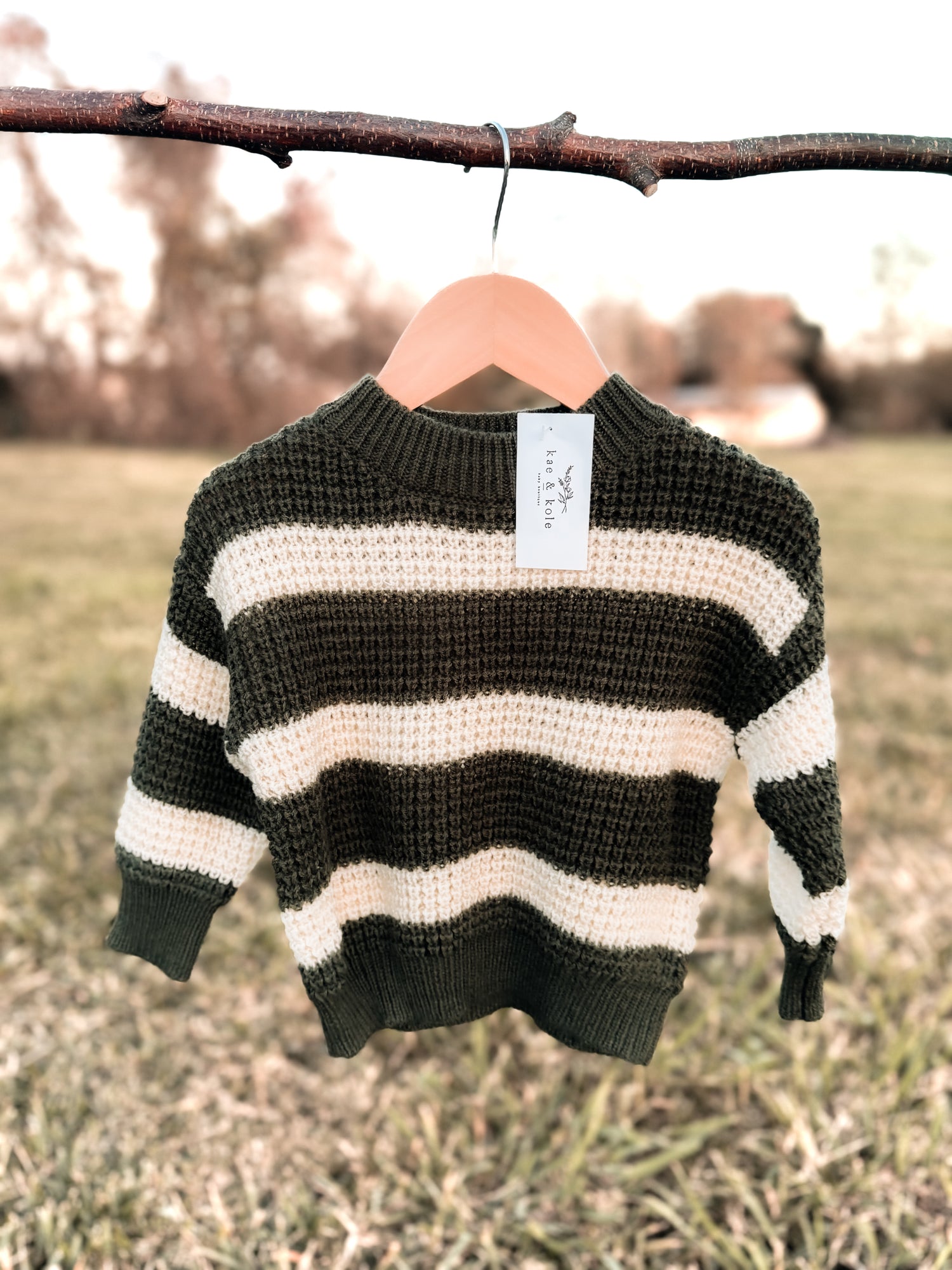 Green Knit Striped Sweater | Cozy Knit Sweater for Baby and Toddler | Christmas Gift | Warm and Stretchy